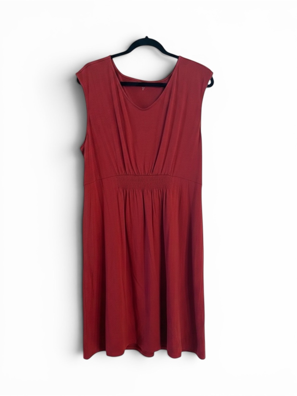 Garnet Hill Sleeveless V-Neck Rust Casual Dress
